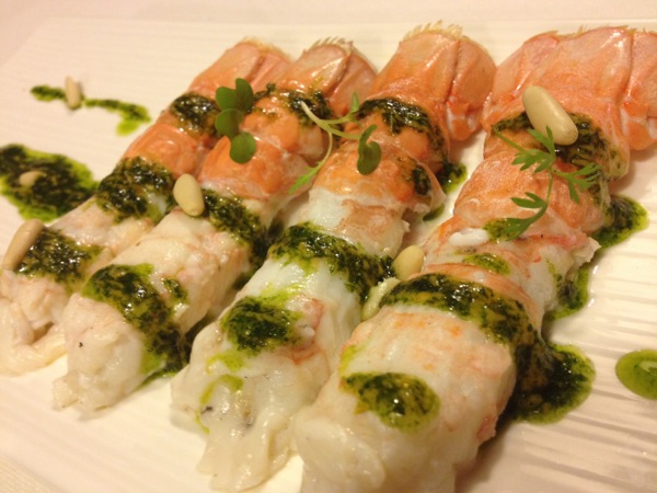 receta de cigalas al vapor con pesto de tomate